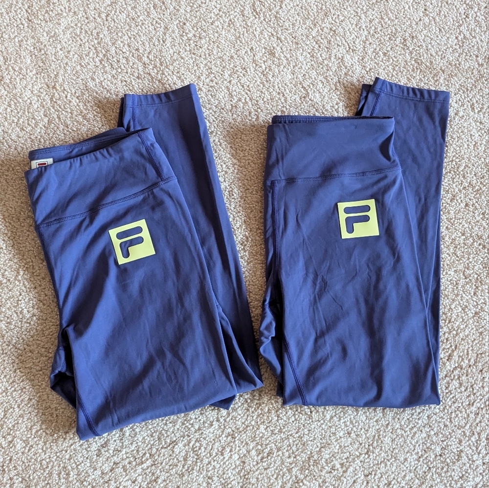 Fila Purple Leggings with Red and Blue Logo